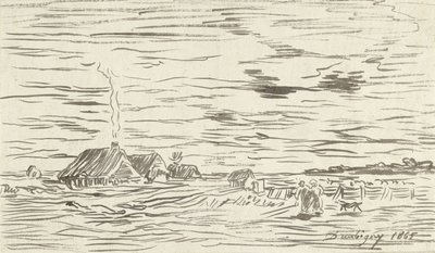 Casas de campo en terreno llano de Charles Francois Daubigny