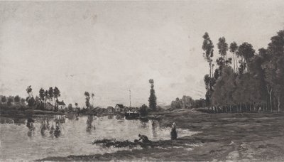 Junto al río, 1865 de Charles Francois Daubigny