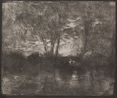 Vacas en un abrevadero de Charles Francois Daubigny