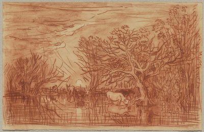 Vacas en un Abrevadero de Charles Francois Daubigny