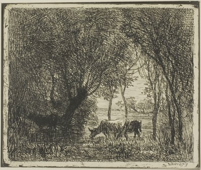 Vacas en un bosque de Charles Francois Daubigny