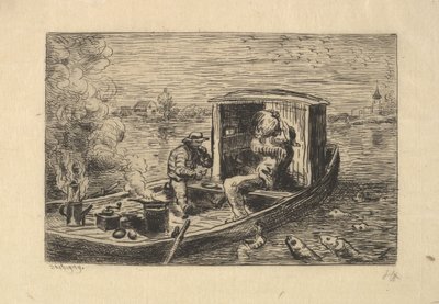 Devorando una comida, 1861 de Charles Francois Daubigny