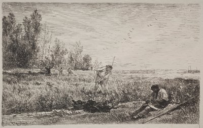 Haciendo heno de Charles Francois Daubigny