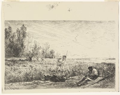 Haciendo heno de Charles Francois Daubigny