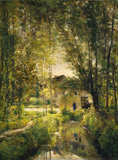 Paisaje con un Arroyo Iluminado por el Sol, ca. 1877 de Charles Francois Daubigny