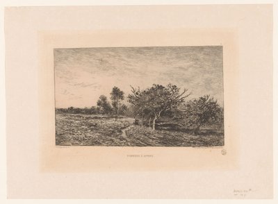 paisaje con manzanos Pommiers a Auvers. (título en el objeto) de Charles Francois Daubigny