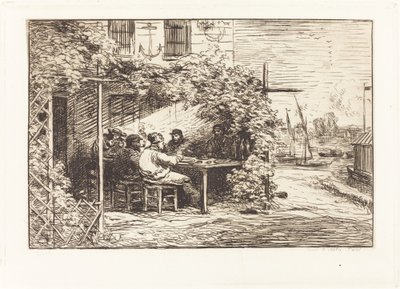 Almuerzo en el camino a Asnieres (Le Dejeuner du depart a Asnieres) de Charles Francois Daubigny