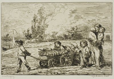 Mudanza con el Carro (Los Muebles del Barco) de Charles Francois Daubigny