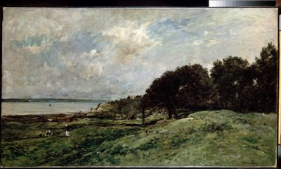 ""paisaje marino cerca de Villerville en Calvados"" (La orilla del mar cerca de Villerville) Pintura de Charles Francois Daubigny (1817-1878) 1875 85x149 cm Museo del Hermitage, San Petersburgo (San Petersburgo) de Charles Francois Daubigny