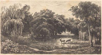 Estanque con Ciervos de Charles Francois Daubigny