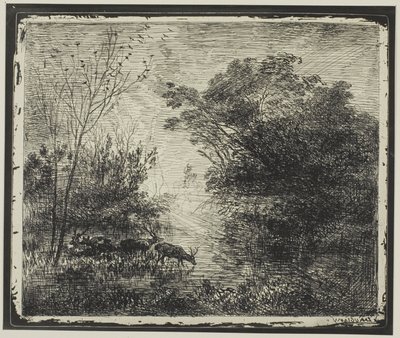 Ciervos de Charles Francois Daubigny