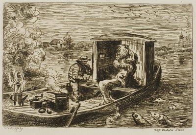 Tragando (Comida en el barco) de Charles Francois Daubigny