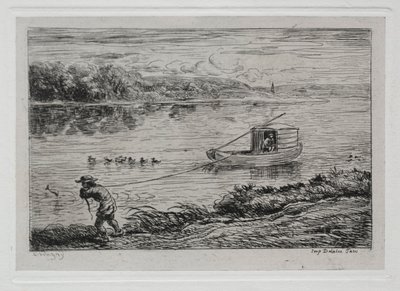 El viaje en barco: Grumete tirando de la cuerda de remolque o tirando de la cuerda, 1861 de Charles Francois Daubigny