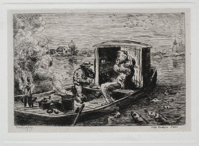 El Paseo en Barco: Guzzling o Almuerzo en el Barco de Charles Francois Daubigny