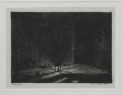 El viaje en barco: Interior de una posada El corredor de una posada, 1861 de Charles Francois Daubigny