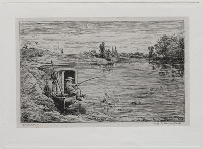 El viaje en barco: la pesca del grumete (pesca con línea) de Charles Francois Daubigny