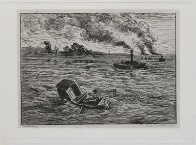 El viaje en barco: los barcos de vapor o cuidado con los barcos de vapor de Charles Francois Daubigny