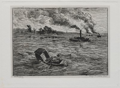 El viaje en barco: Los barcos de vapor o Cuidado con los vapores, 1861 de Charles Francois Daubigny