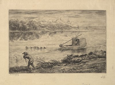 El grumete remolca el bote de Charles Francois Daubigny