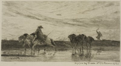 Los caballos de tiro de Charles Francois Daubigny