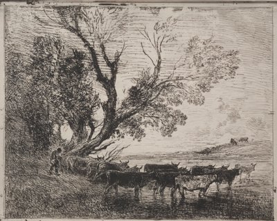 El Vado, impresión original 1862, impreso en 1921 de Charles Francois Daubigny