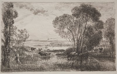 La Máquina Hidráulica, impresión original de Charles Francois Daubigny