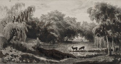 El estanque con ciervos de Charles Francois Daubigny
