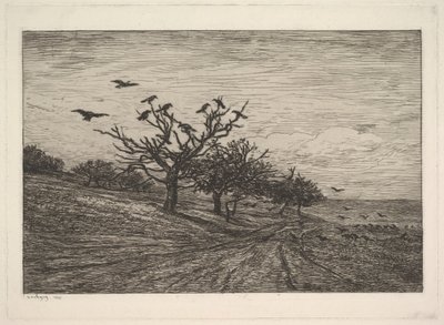 Árbol lleno de cuervos, 1867 de Charles Francois Daubigny