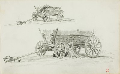 Dos bocetos de un carro de bueyes de Charles Francois Daubigny