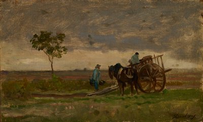 Vasto paisaje con carro de campesinos de Charles Francois Daubigny