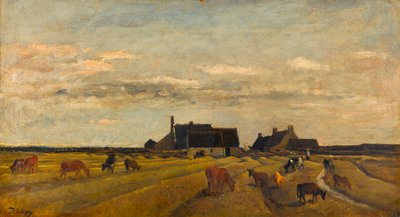 ""Vista de una granja en Kerity en Bretaña"" (Granja en Kerity, Bretaña) Pintura de Charles-Francois (Charles Francois) Daubigny (1817-1878) Dim 64x101 cm Óleo sobre lienzo Gemeentemuseum Den Haag de Charles Francois Daubigny