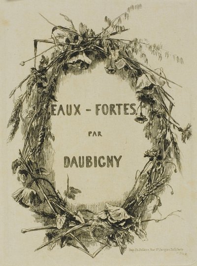 Corona de flores silvestres, frontispicio de Charles Francois Daubigny