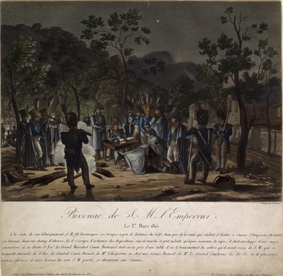 El regreso de Napoleón de Elba. El vivac de Napoleón en Golfe-Juan el 1 de marzo de 1815, 1815 de Charles Francois Gabriel Levachez
