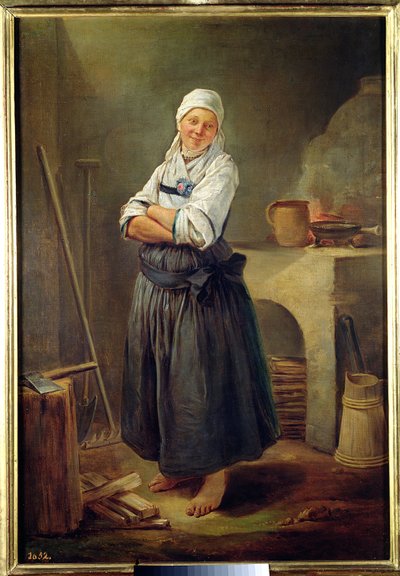 Una aldeana sajona en su cocina de Charles Francois Hutin