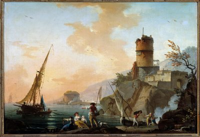 Marina, vista del Mediterráneo de Charles Francois Lacroix de Marseille