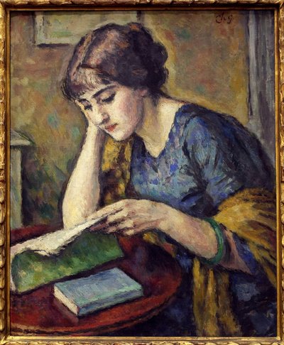 Lectura. Pintura de Charles Guerin (1875-1939), óleo sobre lienzo de Charles Guerin