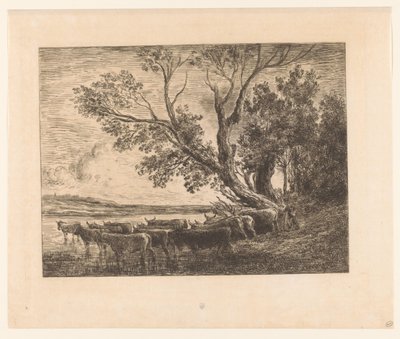 Paisaje con ganado zancudo le gue de Charles François Daubigny (attributed to)