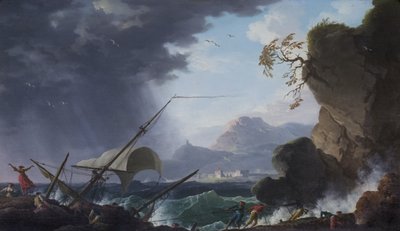 Un naufragio en una costa rocosa de Charles François Grenier de Lacroix