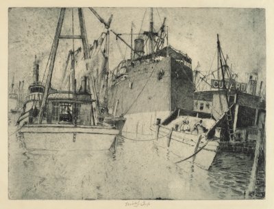 Muelles de Chelsea, cargando el barco, 1907 de Charles Frederick William Mielatz