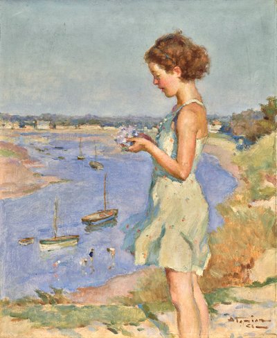 Joven con una hortensia azul, Saint-Gilles-Croix-de-Vie de Charles Garabed Atamian