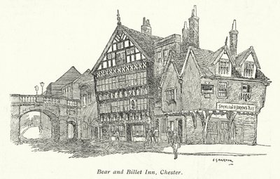 Bear and Billet Inn, Chester (litografía) de Charles George Harper