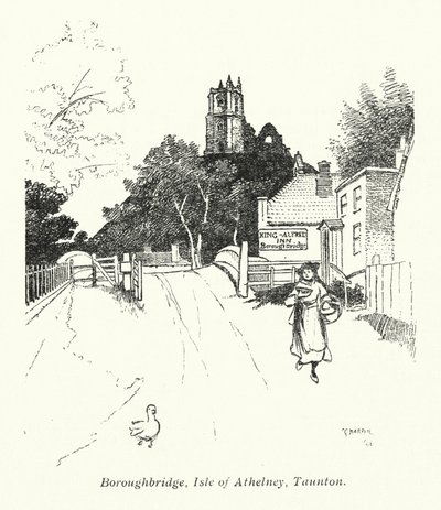 Boroughbridge, Isla de Athelney, Taunton (litografía) de Charles George Harper