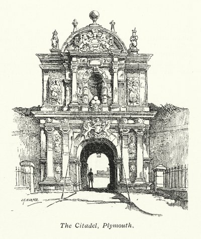 La Ciudadela, Plymouth (litografía) de Charles George Harper