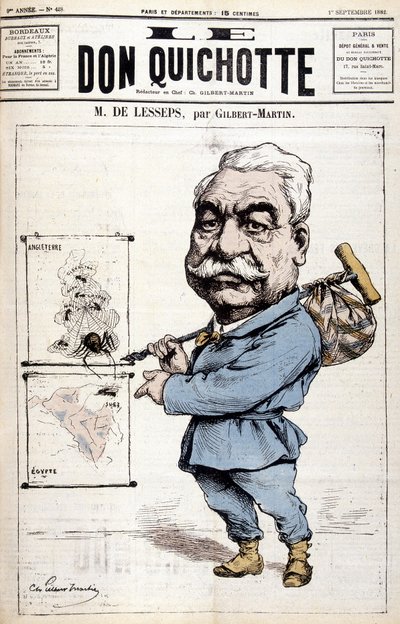 Ferdinand de Lesseps - por Gilbert-Martin, en “Le Don Quixote” del 01/09/1882 de Charles Gilbert Martin