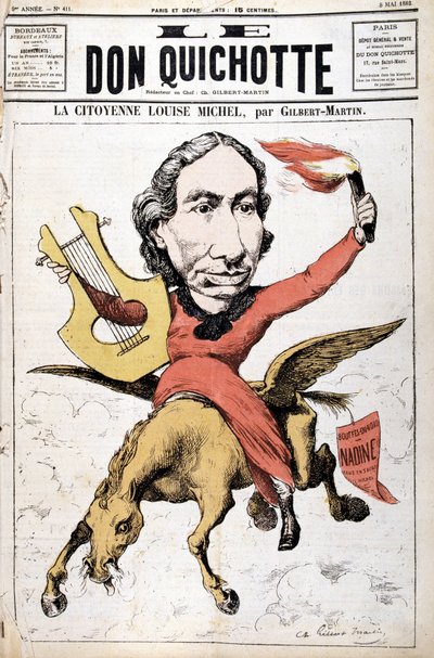 Caricatura de La Ciudadana Louise Michel - en “Le Don Quixote” del 05/05/1882 de Charles Gilbert Martin