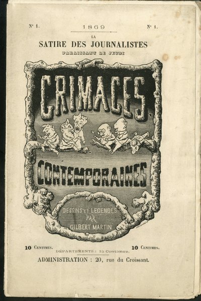 Ilustración de Charles Gilbert-Martin (1839-1905) para la Portada de Contemporary Grimaces de Charles Gilbert Martin