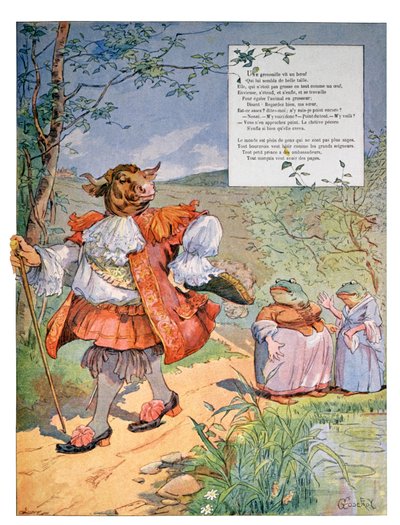 La rana que quería ser tan grande como el buey, c.1900 (grabado) de Charles Gillot