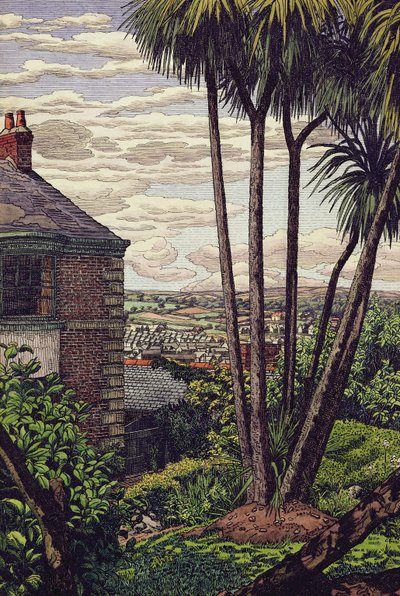 A Newlyn Garden (pluma, tinta y acuarela sobre papel) de Charles Ginner