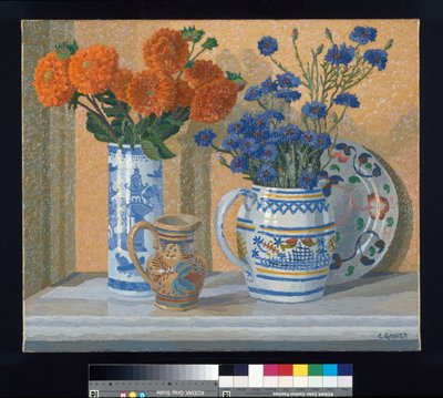 Dalias y acianos de Charles Ginner