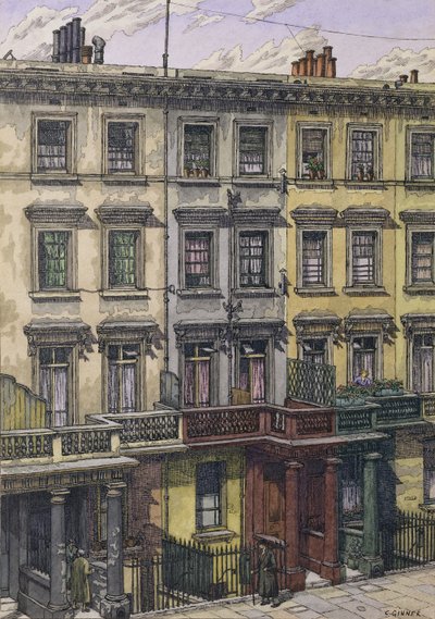 London Terrace (acuarela, pluma y tinta sobre papel) de Charles Ginner